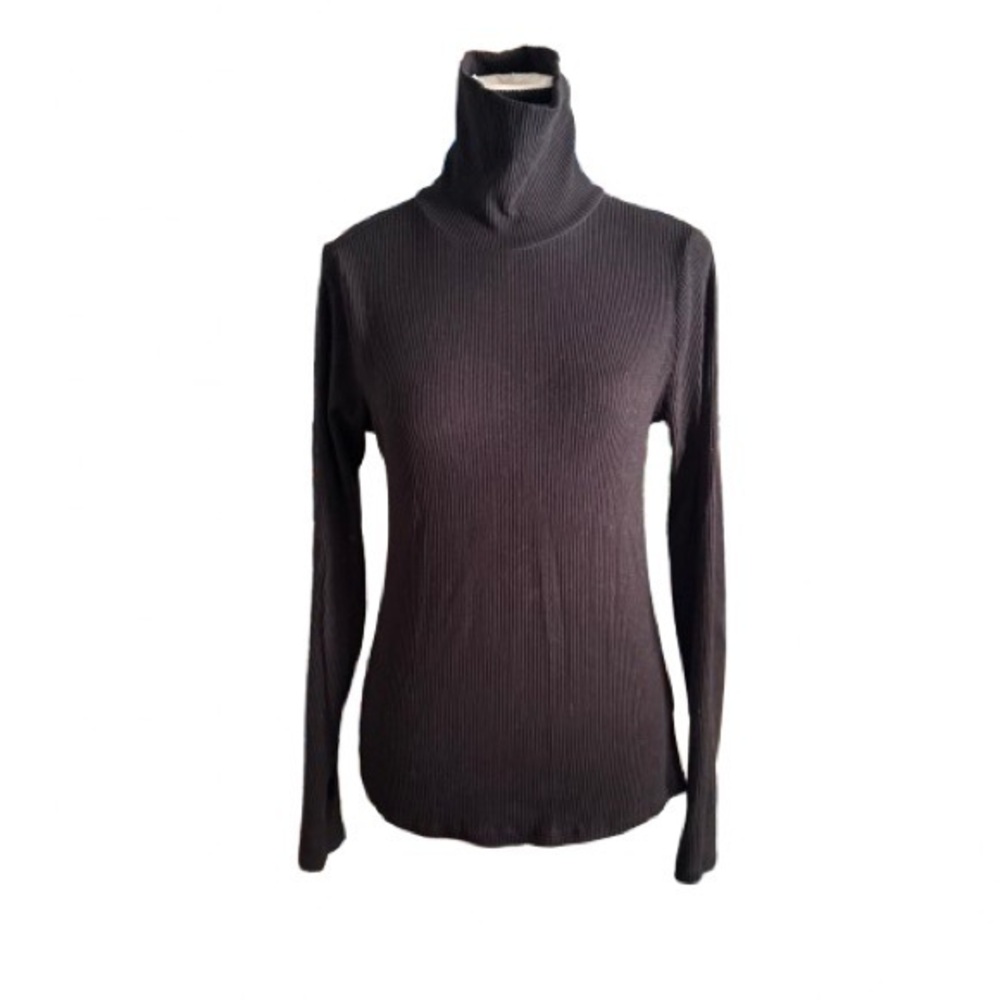 Old Navy Black Ribbed Plush Turtleneck Top Long Sleeve Stretch Women’s M